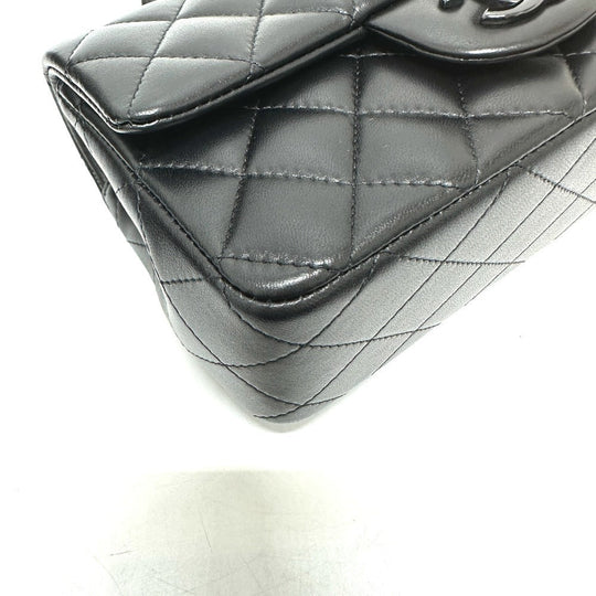 CHANEL Handbag lambskin black Matelasse 20 Quilting CC COCO Mark Top Handle So Black