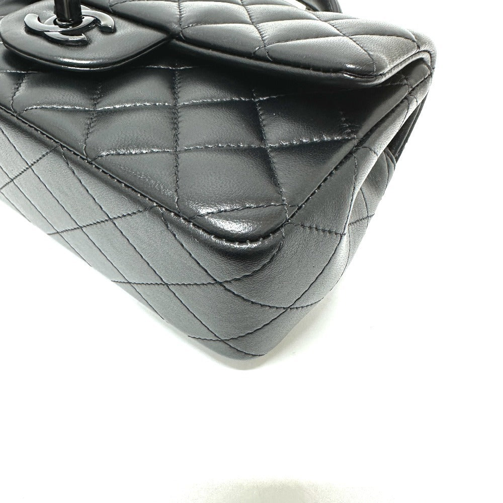 CHANEL Handbag lambskin black Matelasse 20 Quilting CC COCO Mark Top Handle So Black
