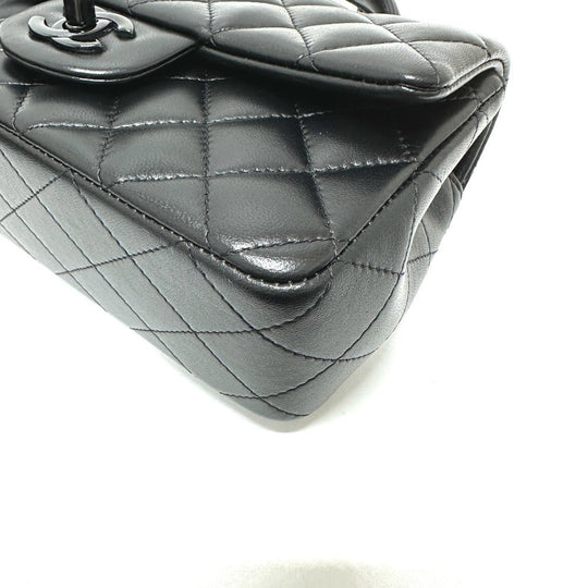 CHANEL Handbag lambskin black Matelasse 20 Quilting CC COCO Mark Top Handle So Black
