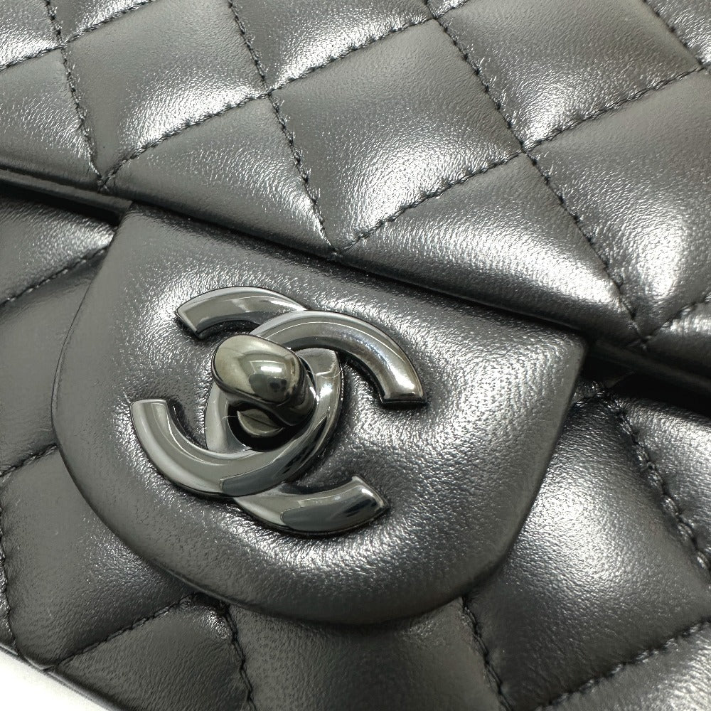 CHANEL Handbag lambskin black Matelasse 20 Quilting CC COCO Mark Top Handle So Black