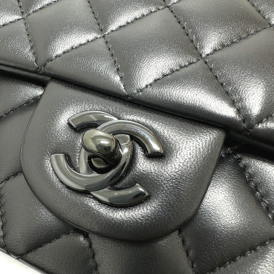 CHANEL Handbag lambskin black Matelasse 20 Quilting CC COCO Mark Top Handle So Black