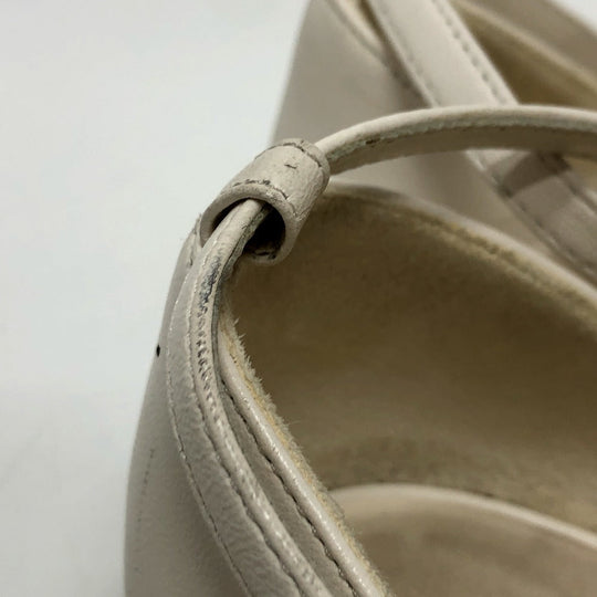 CHANEL Sandals G45497 leather white 24P Bicolor Camellia Women 37.5 Used Authentic
