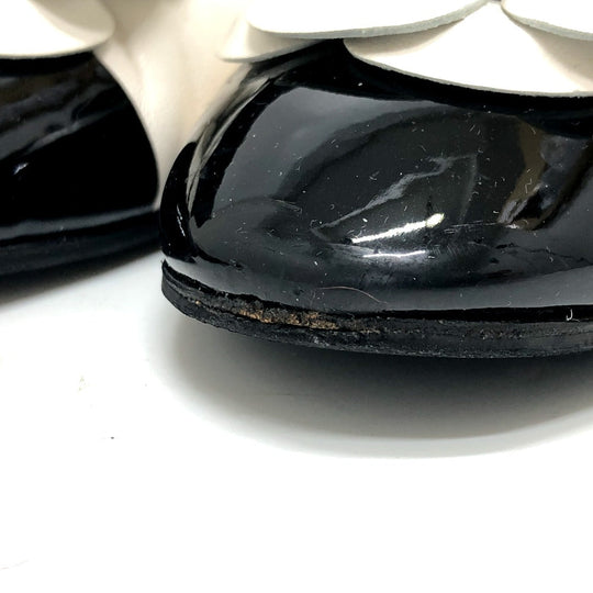 CHANEL Sandals G45497 leather white 24P Bicolor Camellia Women 37.5 Used Authentic
