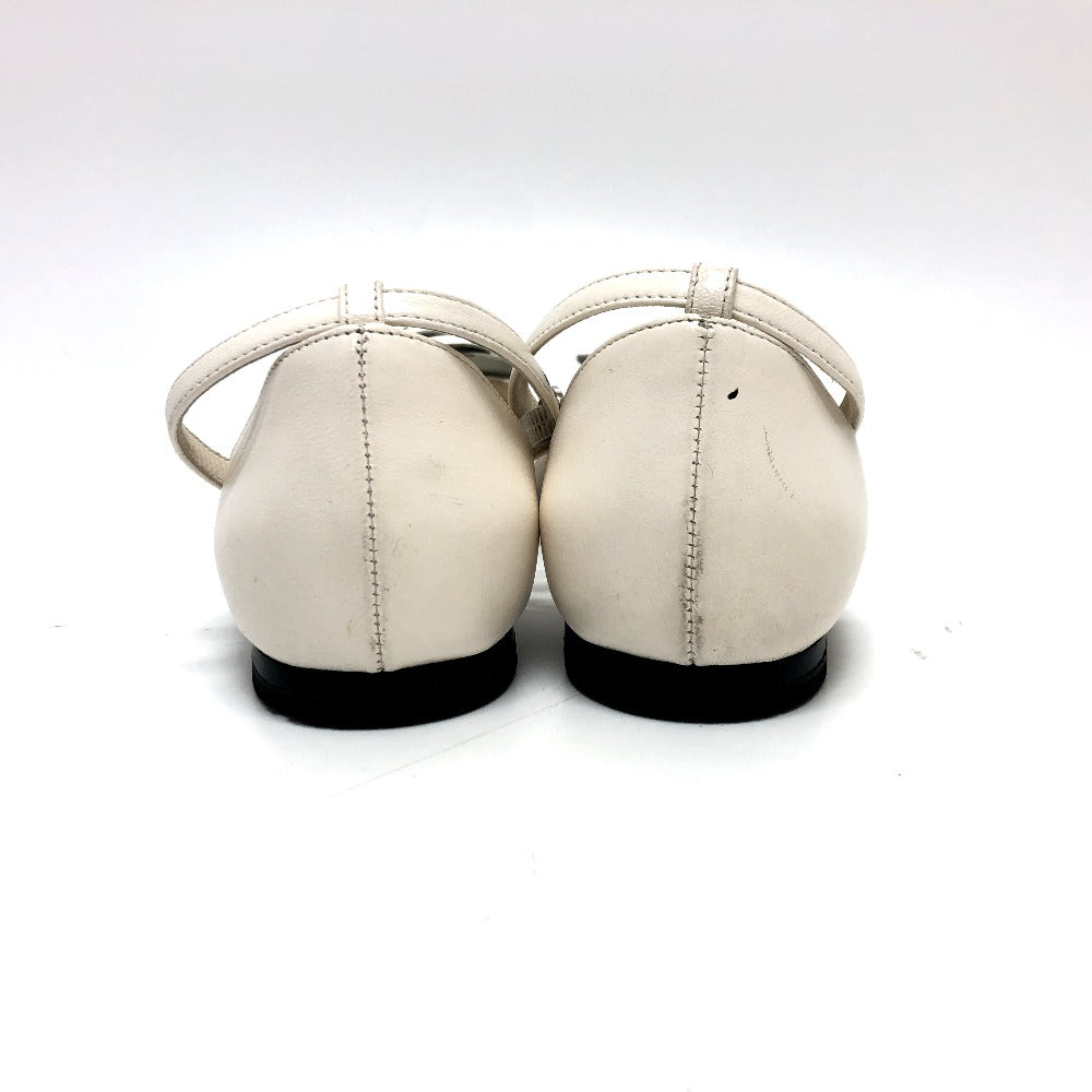 CHANEL Sandals G45497 leather white 24P Bicolor Camellia Women 37.5 Used Authentic