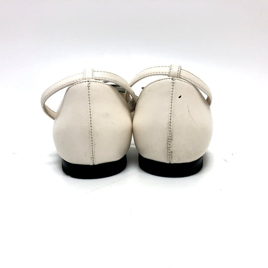 CHANEL Sandals G45497 leather white 24P Bicolor Camellia Women 37.5 Used Authentic
