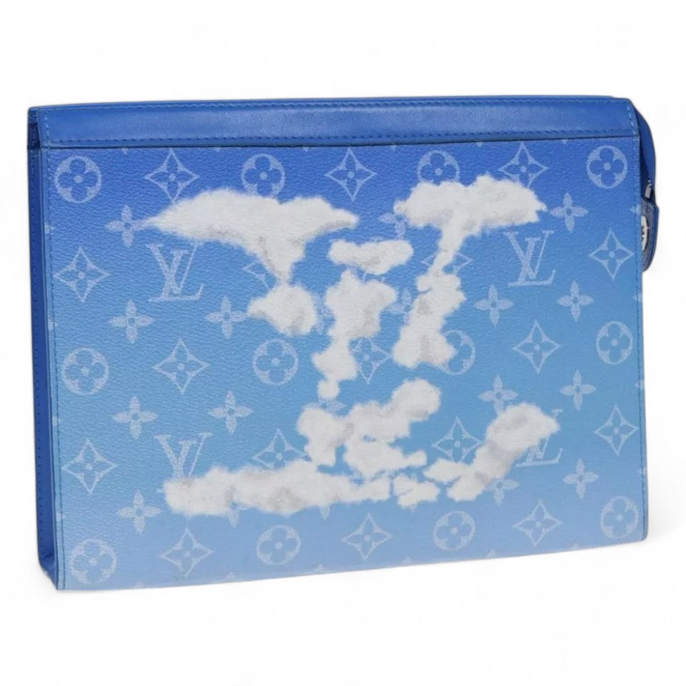 Louis Vuitton Monogram Clouds Pochette Voyage Clutch Bag Blue