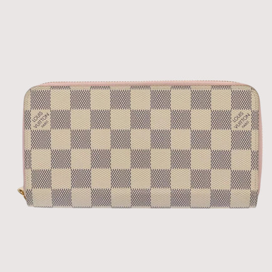 Louis Vuitton Damier Azur Zippy Wallet Long Pink Women Checkered