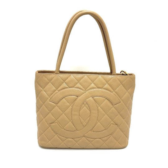 CHANEL Tote Bag A01804 Caviar skin beige CC COCO Mark Replica Tote