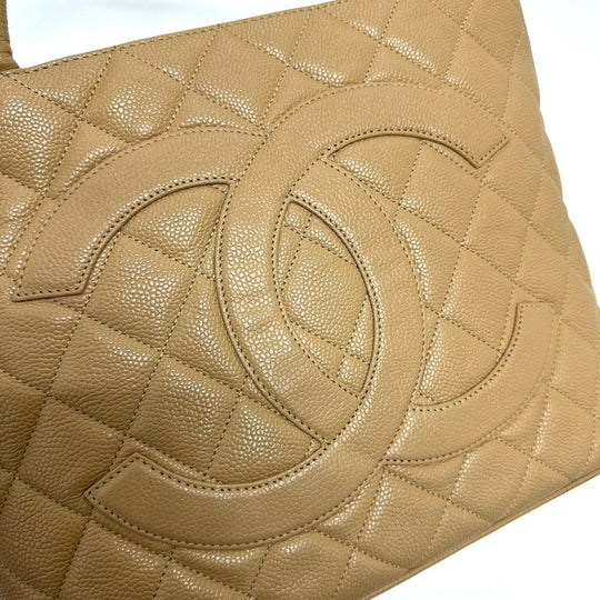 CHANEL Tote Bag A01804 Caviar skin beige CC COCO Mark Replica Tote