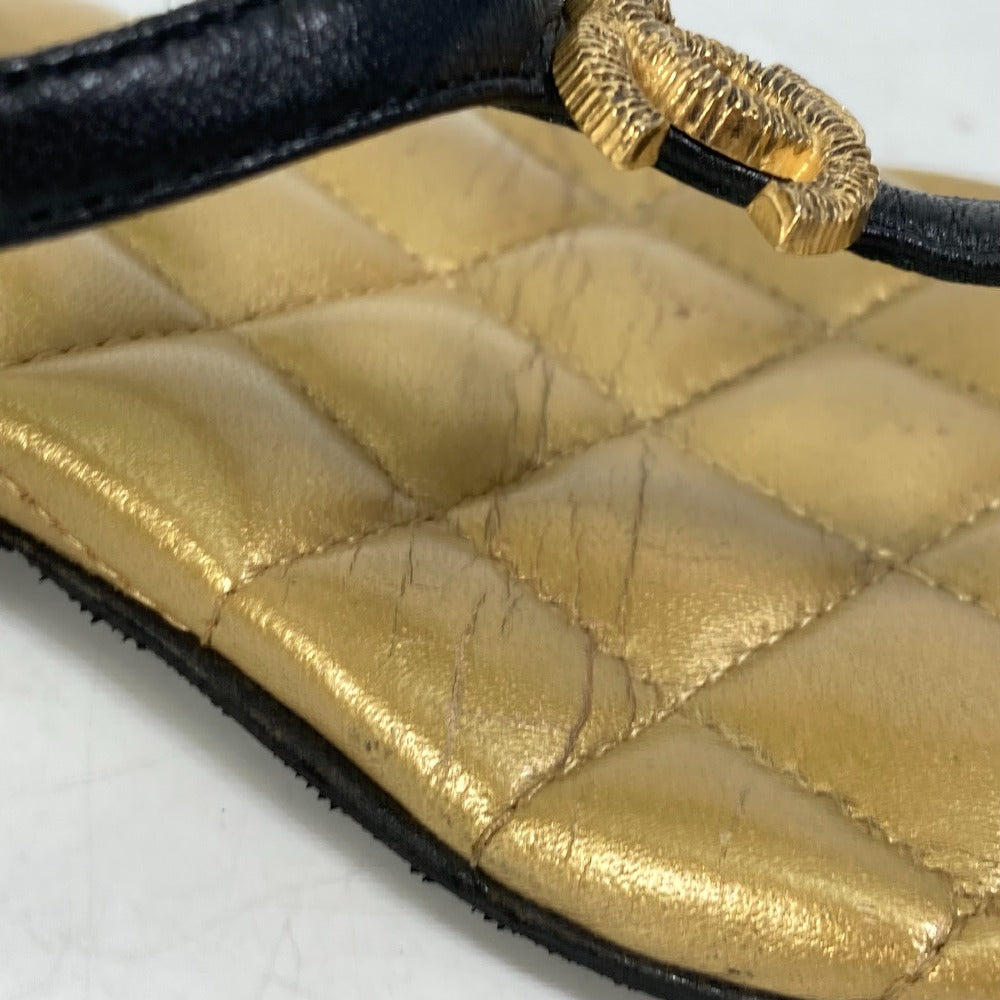 CHANEL Sandals leather gold Matrasse quilting CC COCO Mark Women 36.5 Used Authentic