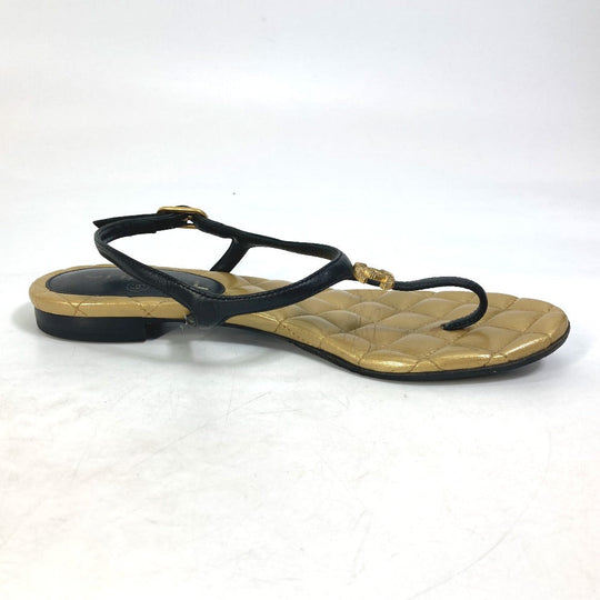 CHANEL Sandals leather gold Matrasse quilting CC COCO Mark Women 36.5 Used Authentic
