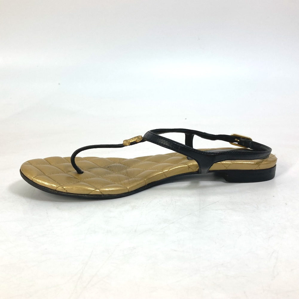CHANEL Sandals leather gold Matrasse quilting CC COCO Mark Women 36.5 Used Authentic