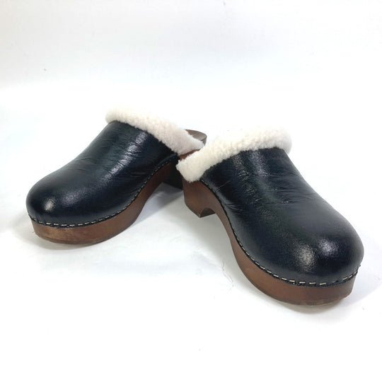 CHANEL Sandals ‚f32594 leather black 23N Mouton clogs CC COCO Mark Women 38 Used Authentic