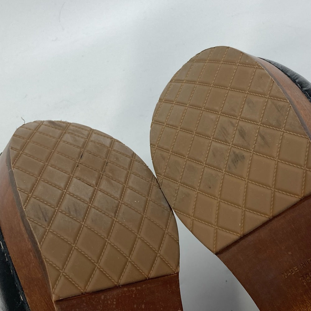 CHANEL Sandals ‚f32594 leather black 23N Mouton clogs CC COCO Mark Women 38 Used Authentic