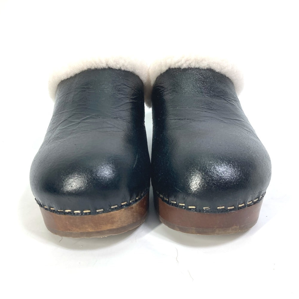 CHANEL Sandals ‚f32594 leather black 23N Mouton clogs CC COCO Mark Women 38 Used Authentic