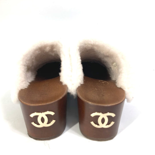 CHANEL Sandals ‚f32594 leather black 23N Mouton clogs CC COCO Mark Women 38 Used Authentic