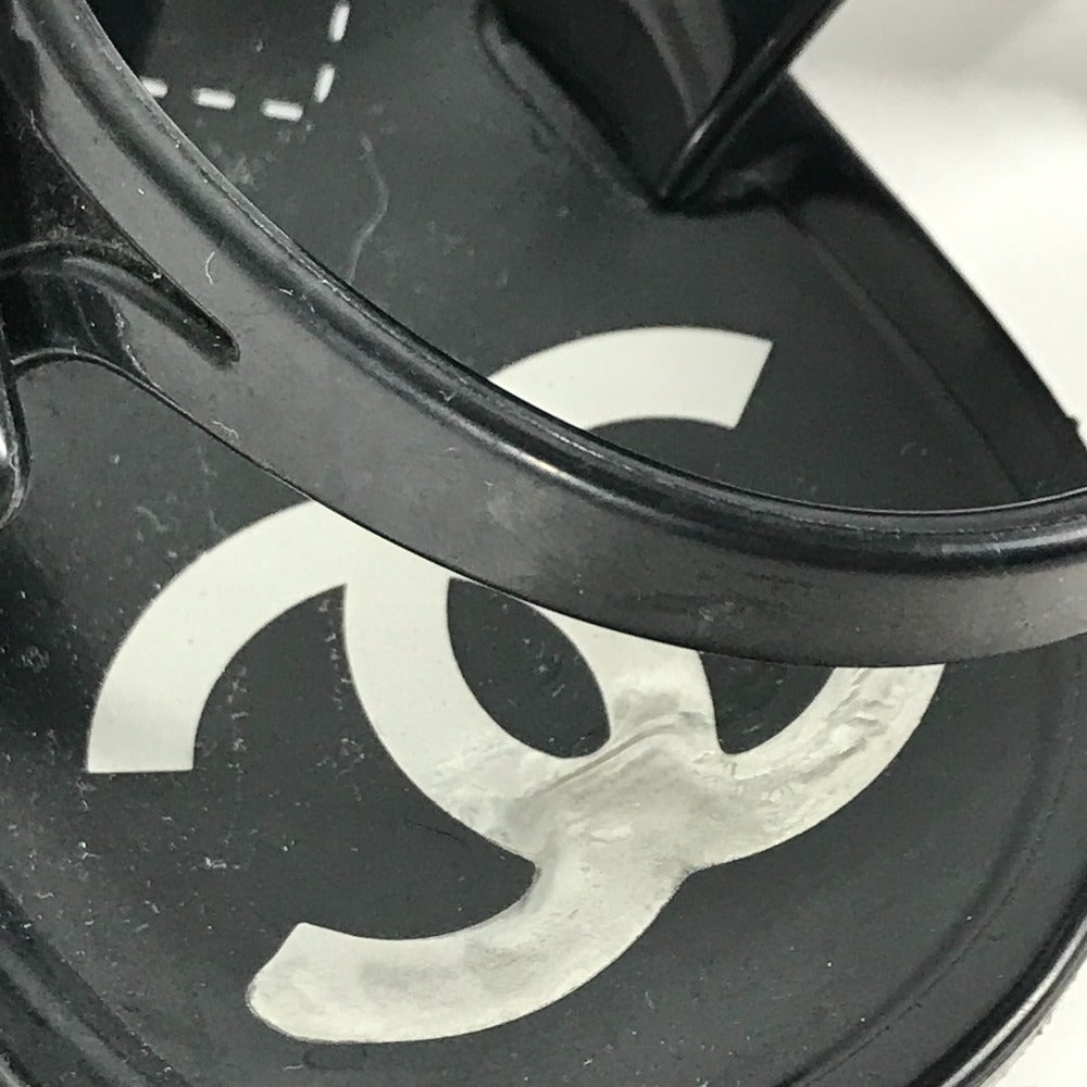 CHANEL Sandals rubber black CC COCO Mark Fake Pearl 37