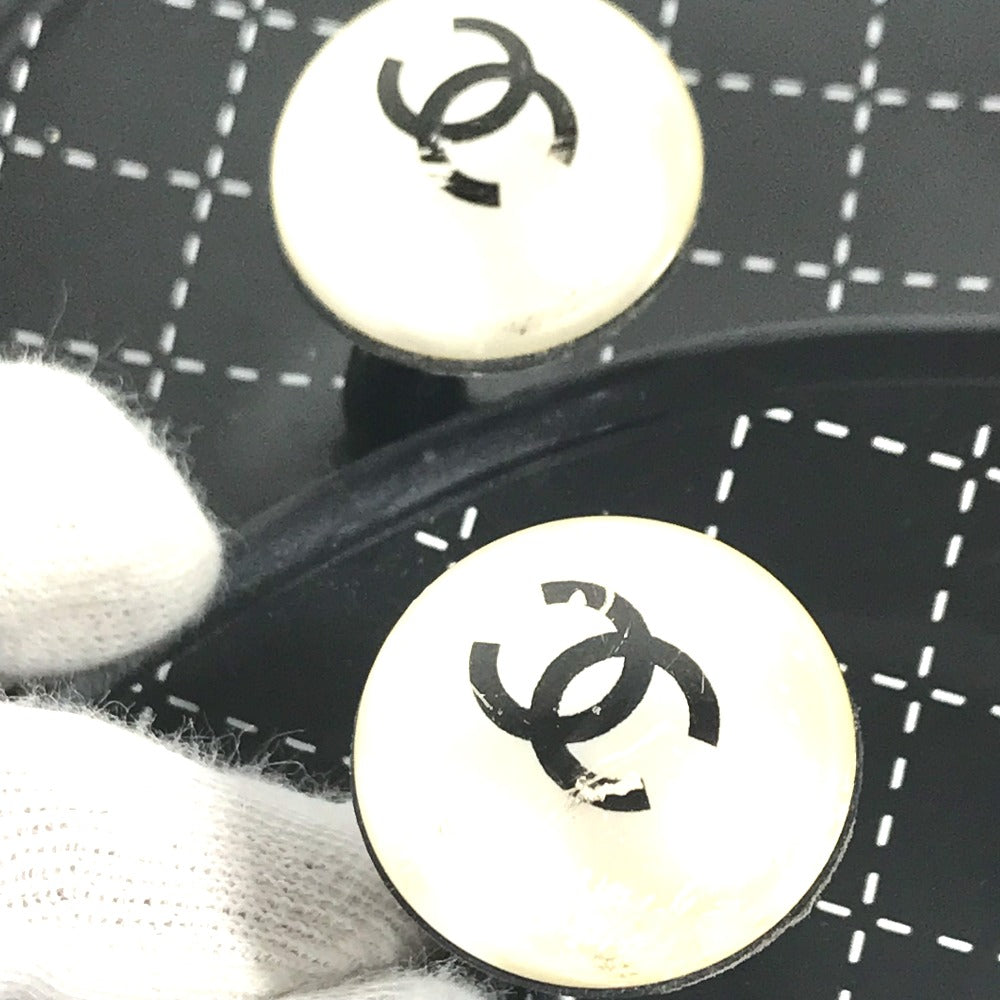 CHANEL Sandals rubber black CC COCO Mark Fake Pearl 37
