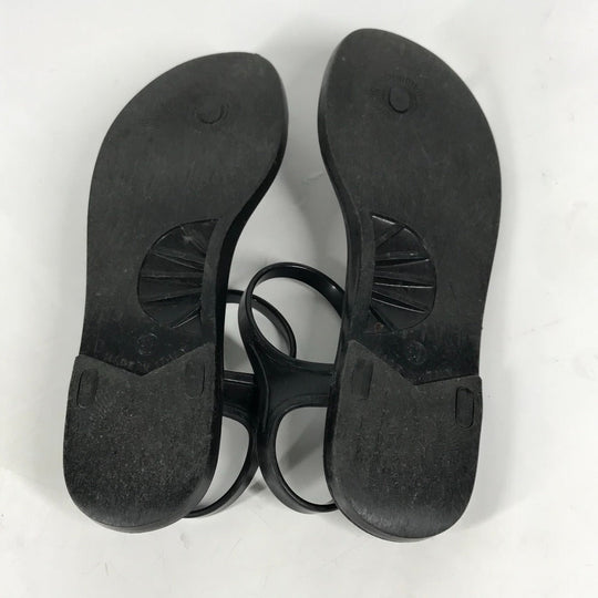 CHANEL Sandals rubber black CC COCO Mark Fake Pearl 37