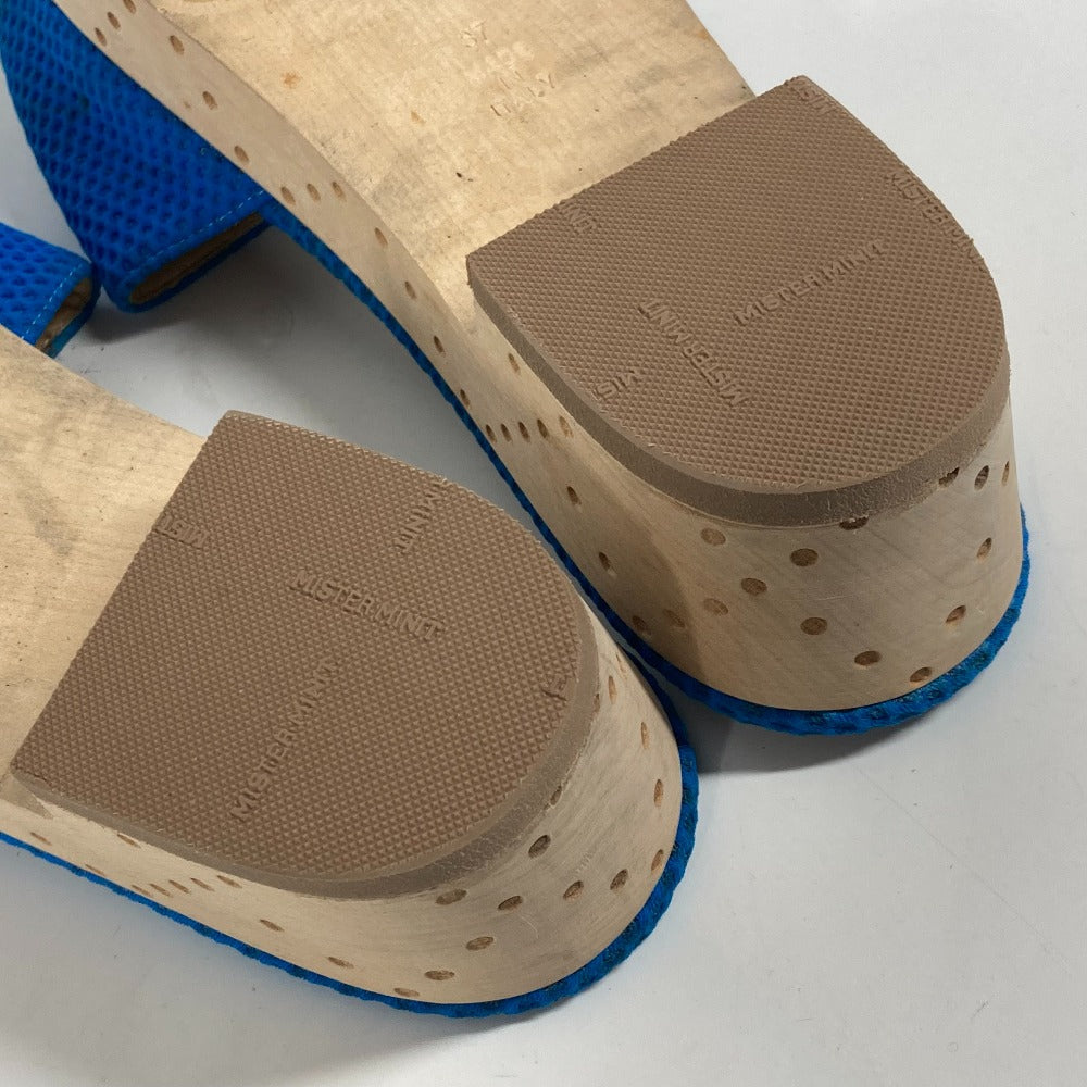 CHANEL Sandals G27145 Wood blue CC COCO Mark Women 37 Used Authentic