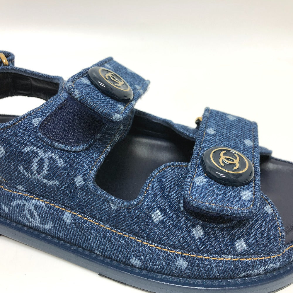 CHANEL Sandals G35927 denim blue 23P COCO Mark CC Women 36 Used Authentic