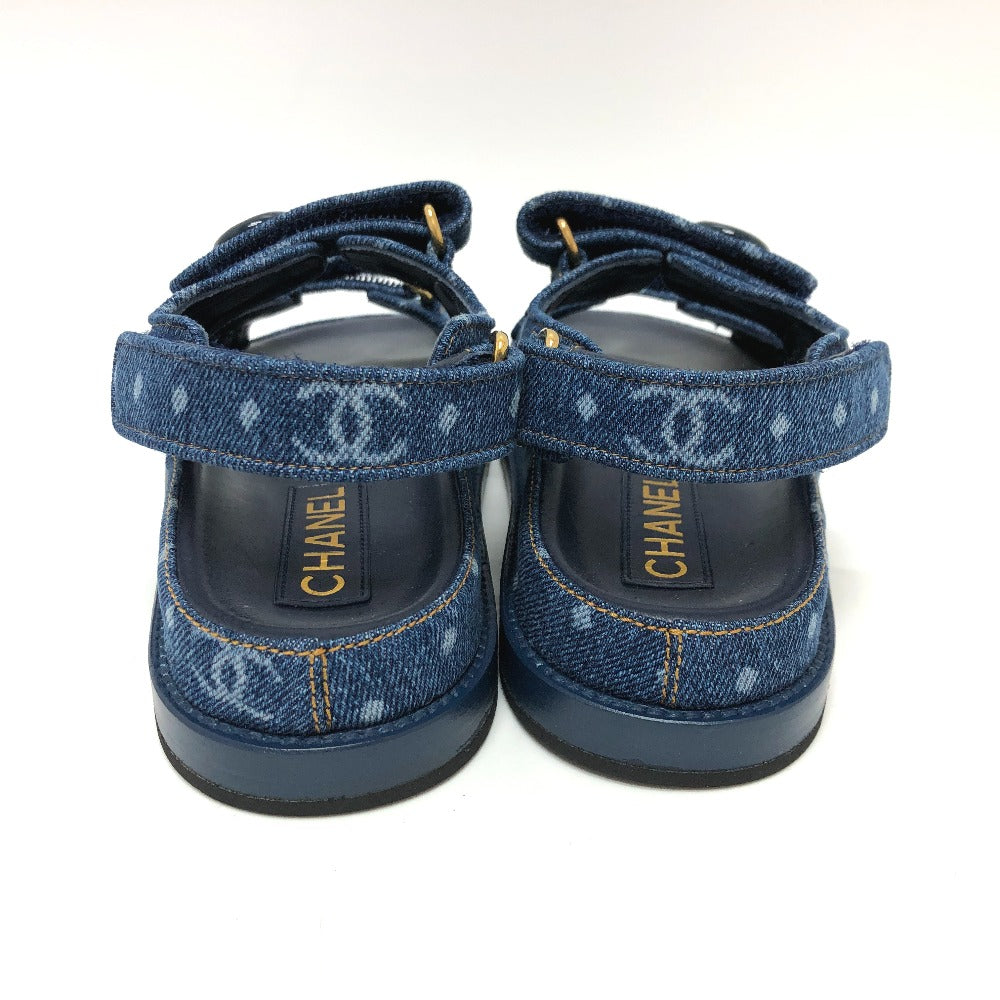 CHANEL Sandals G35927 denim blue 23P COCO Mark CC Women 36 Used Authentic
