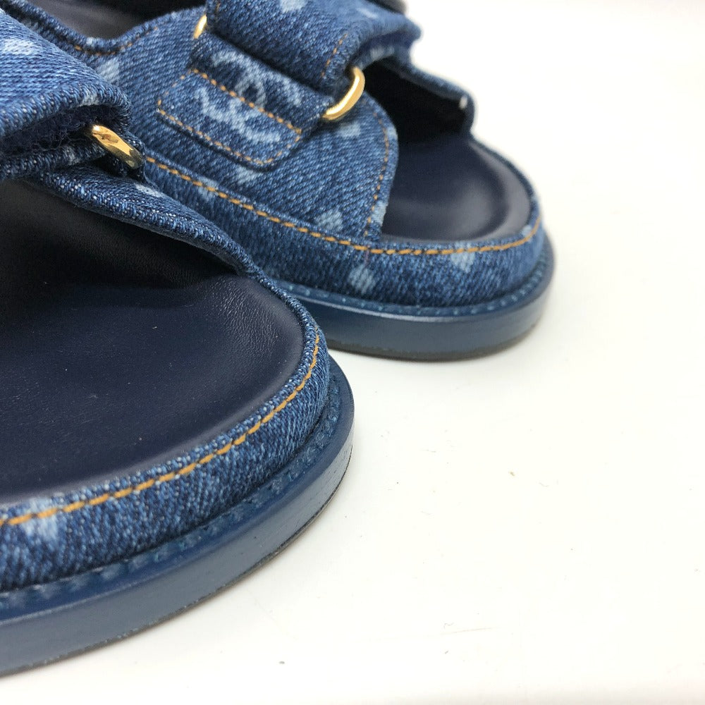 CHANEL Sandals G35927 denim blue 23P COCO Mark CC Women 36 Used Authentic