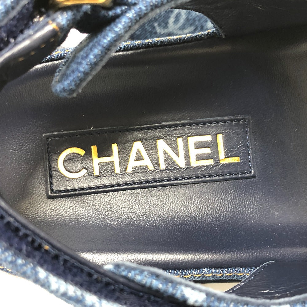 CHANEL Sandals G35927 denim blue 23P COCO Mark CC Women 36 Used Authentic