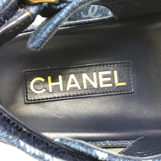 CHANEL Sandals G35927 denim blue 23P COCO Mark CC Women 36 Used Authentic