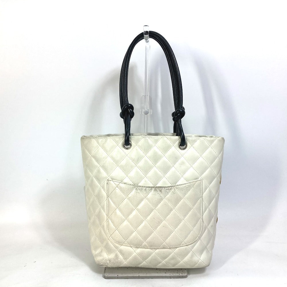 CHANEL Tote Bag A25167 lambskin white Cambon line CC COCO Mark Women Used Authentic