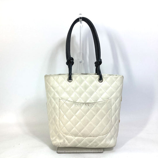 CHANEL Tote Bag A25167 lambskin white Cambon line CC COCO Mark Women Used Authentic