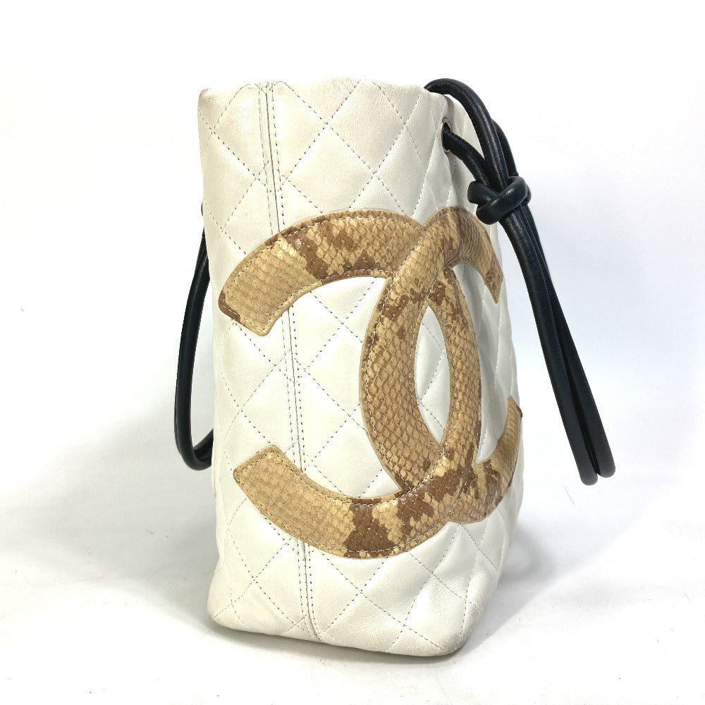 CHANEL Tote Bag A25167 lambskin white Cambon line CC COCO Mark Women Used Authentic