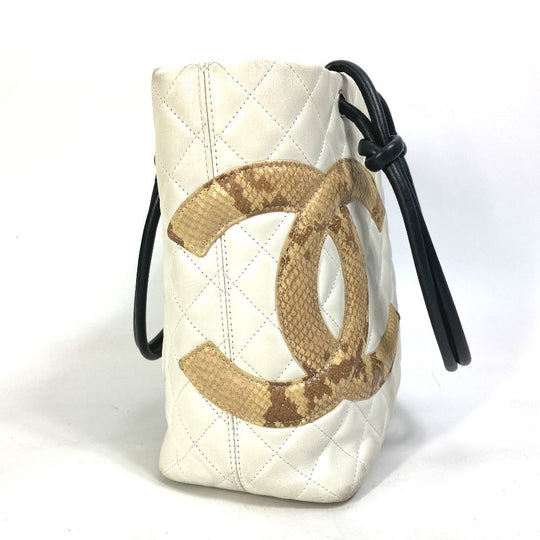 CHANEL Tote Bag A25167 lambskin white Cambon line CC COCO Mark Women Used Authentic