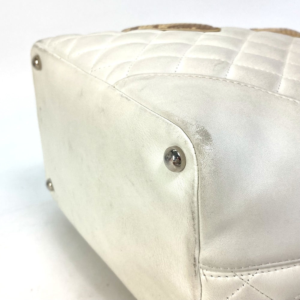 CHANEL Tote Bag A25167 lambskin white Cambon line CC COCO Mark Women Used Authentic