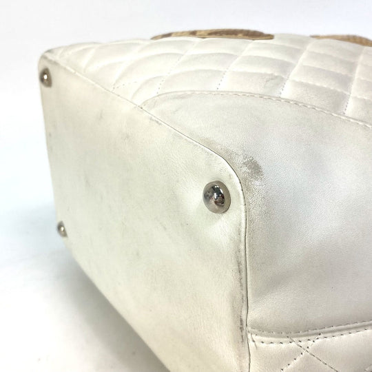 CHANEL Tote Bag A25167 lambskin white Cambon line CC COCO Mark Women Used Authentic