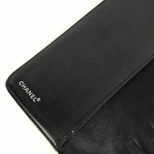 CHANEL Notebook cover Nylon black New travel line logo Women Used Authentic
