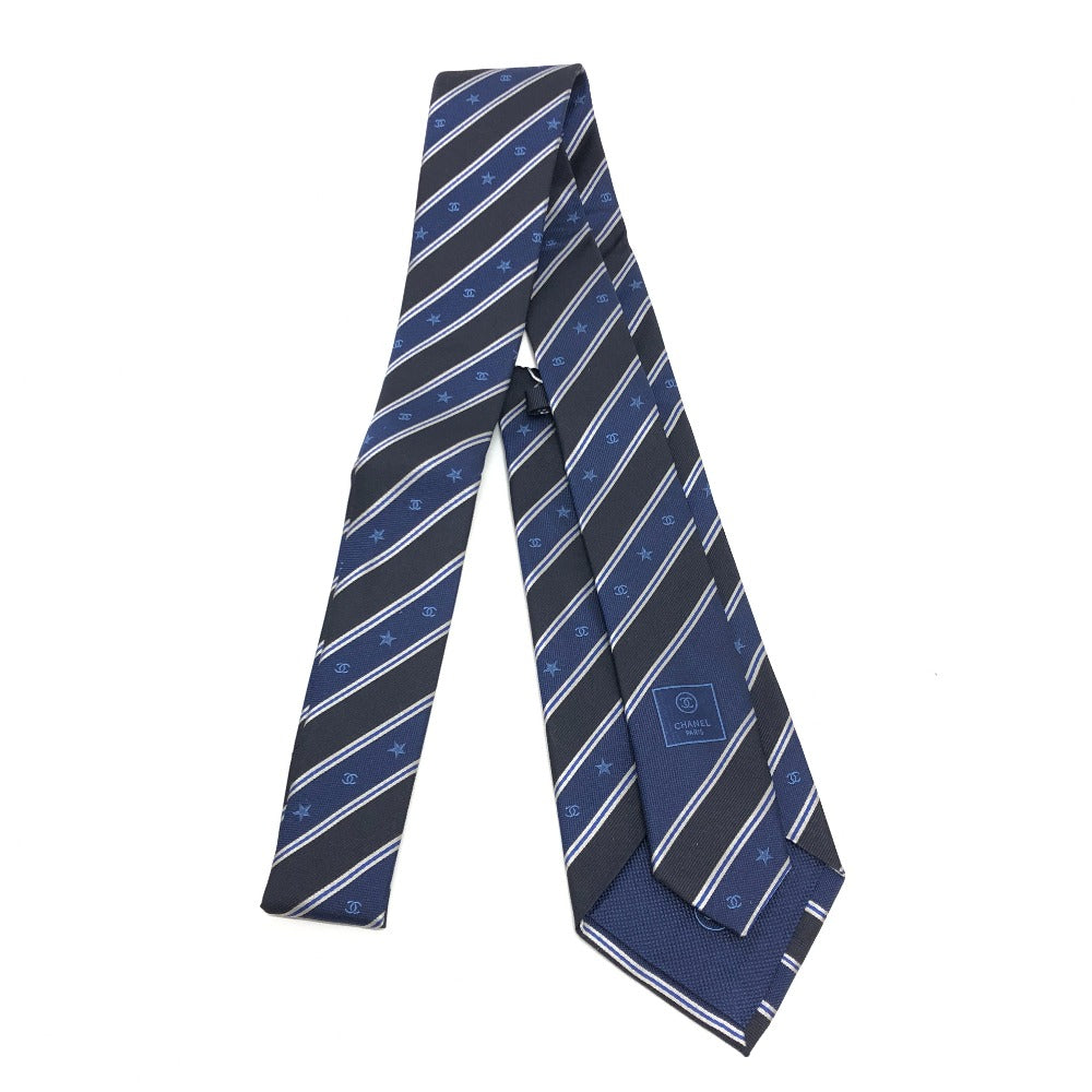 CHANEL tie silk black Star COCO Mark mens Used Authentic