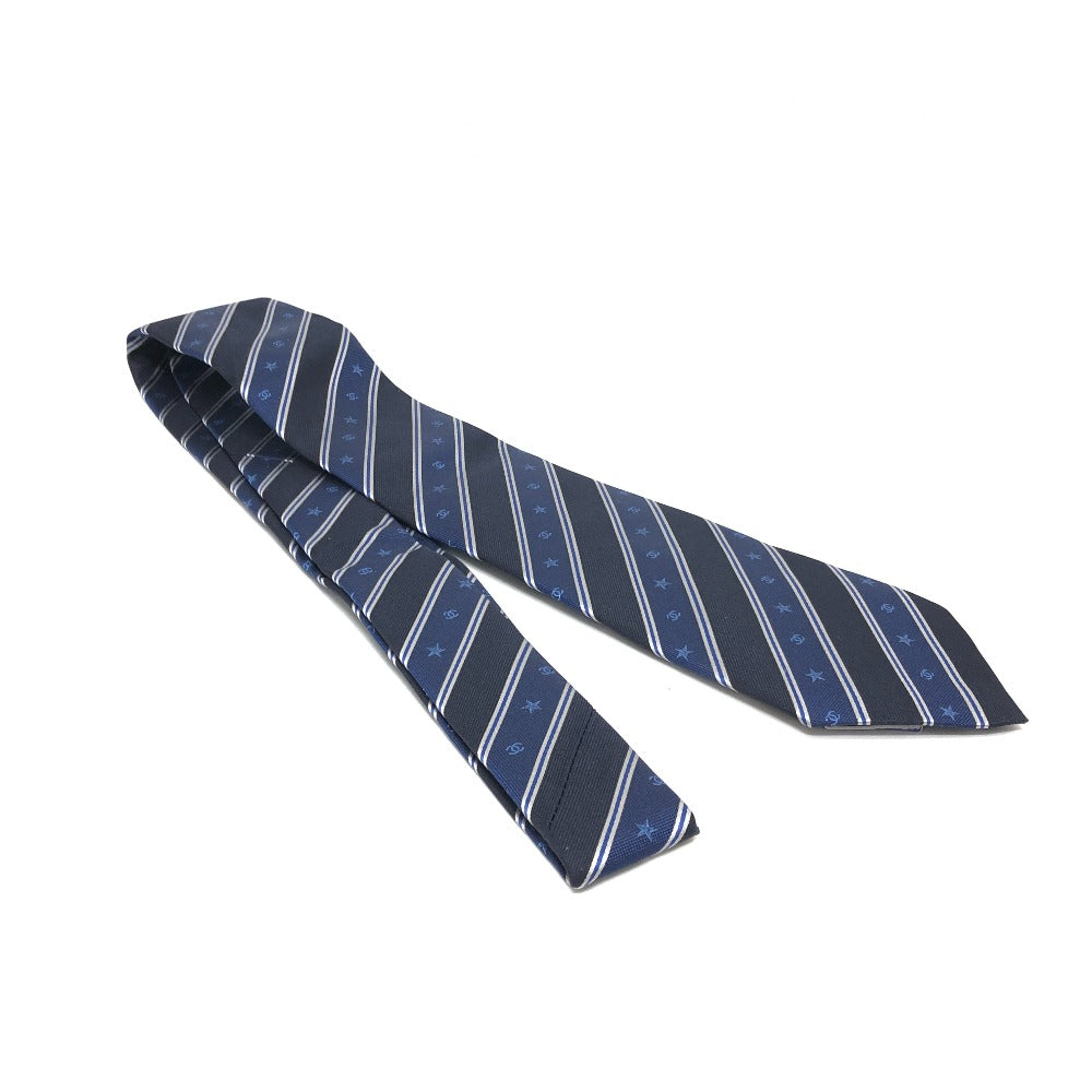 CHANEL tie silk black Star COCO Mark mens Used Authentic