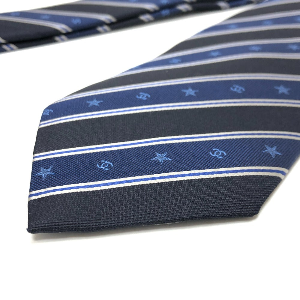 CHANEL tie silk black Star COCO Mark mens Used Authentic