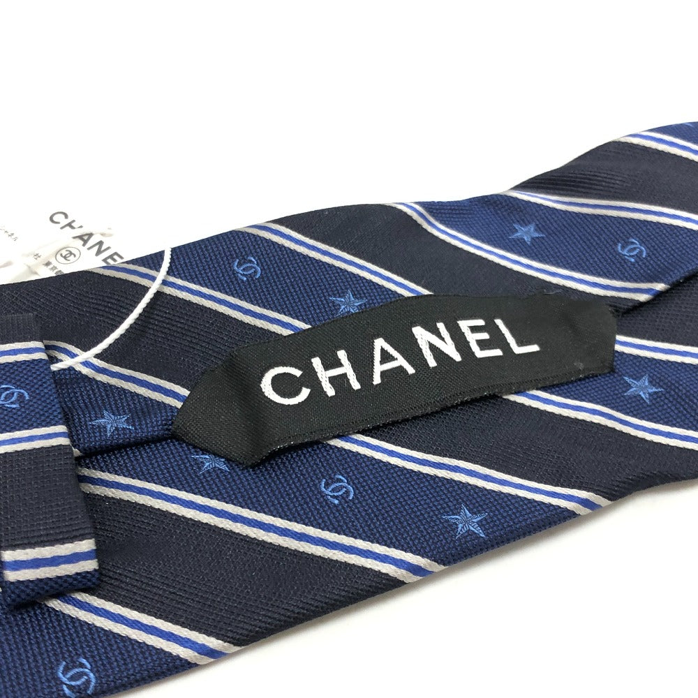 CHANEL tie silk black Star COCO Mark mens Used Authentic
