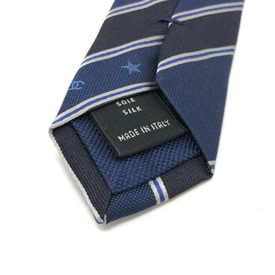 CHANEL tie silk black Star COCO Mark mens Used Authentic