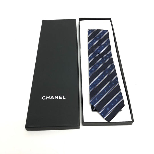 CHANEL tie silk black Star COCO Mark mens Used Authentic