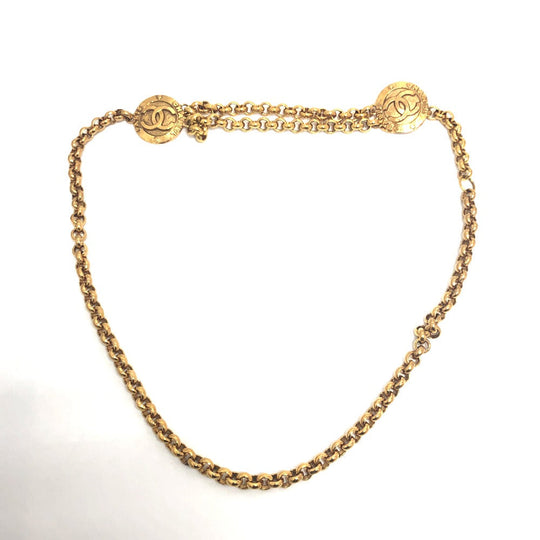 CHANEL belt metal gold COCO Mark logo Women Used Authentic