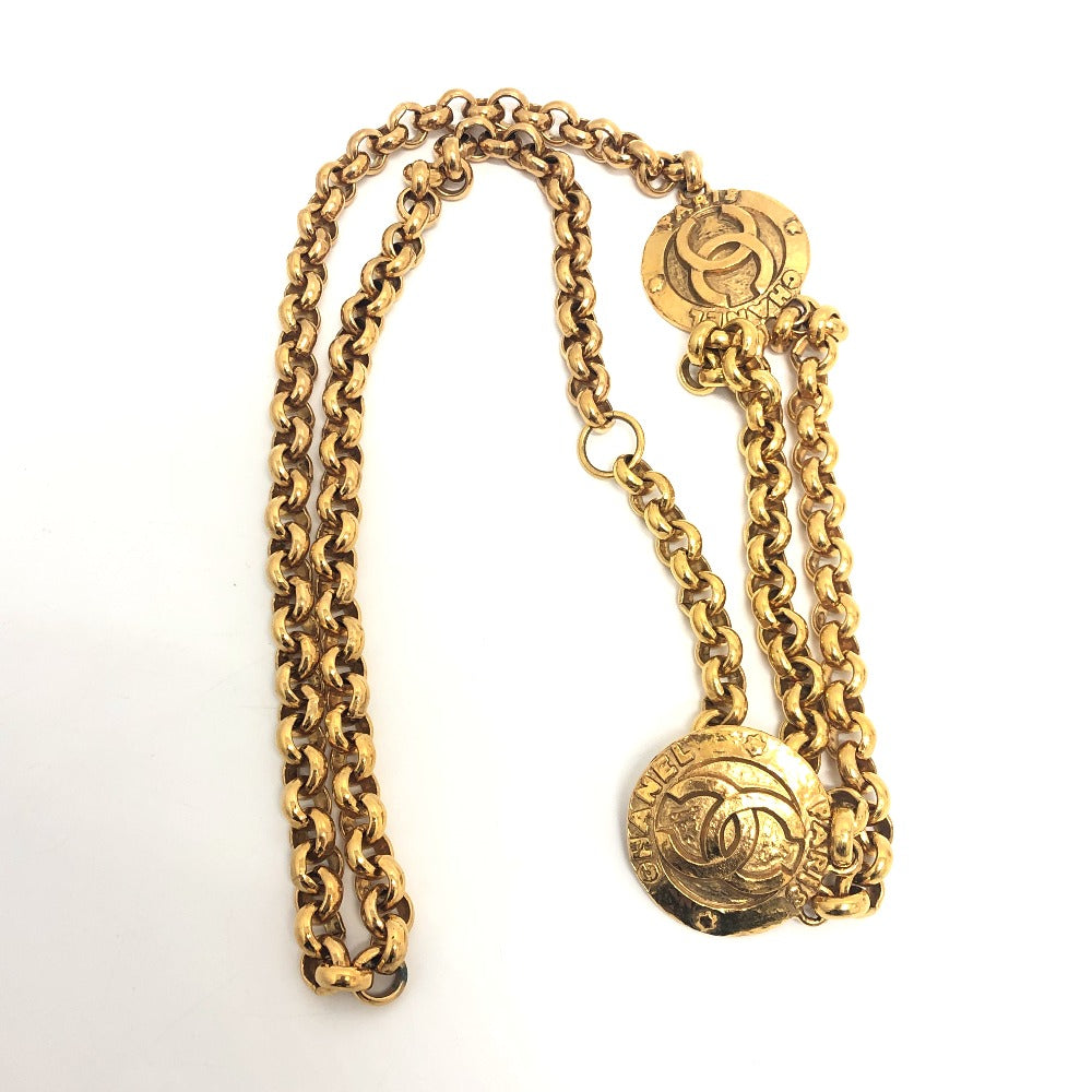 CHANEL belt metal gold COCO Mark logo Women Used Authentic