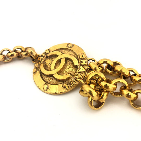 CHANEL belt metal gold COCO Mark logo Women Used Authentic
