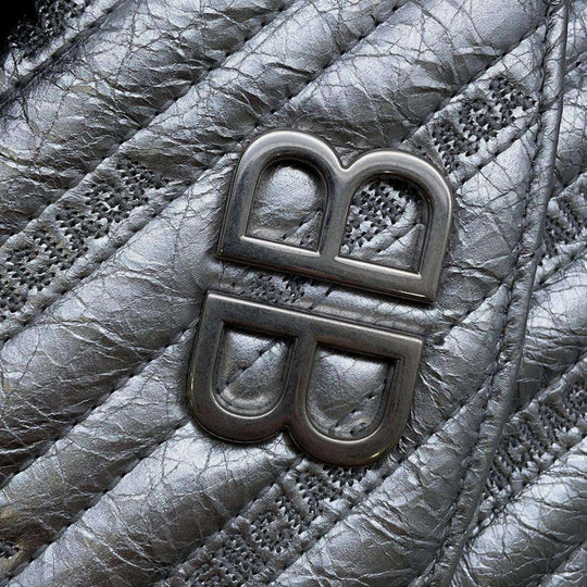 BALENCIAGA BB Logo Leather Silver Chain Shoulder Bag Preloved