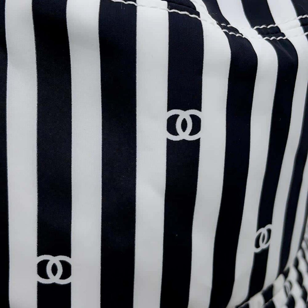 Chanel Coco Beach Polyamide White Black Hat Preloved