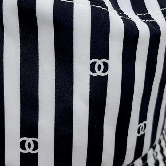 Chanel Coco Beach Polyamide White Black Hat Preloved