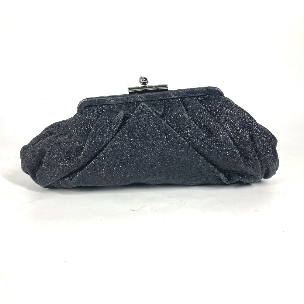 CHANEL Clutch bag leather Dark Navy type Rhinestone Purse Purse Women Used Authentic