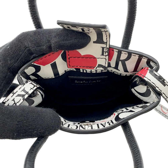 Balenciaga Shopping Phone Holder Leather White Black Red Preloved